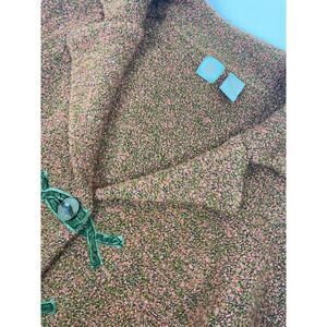 HWR Anthropologie Brown Green Wool Blend Boucle Cardigan Sweater Jacket Small‎